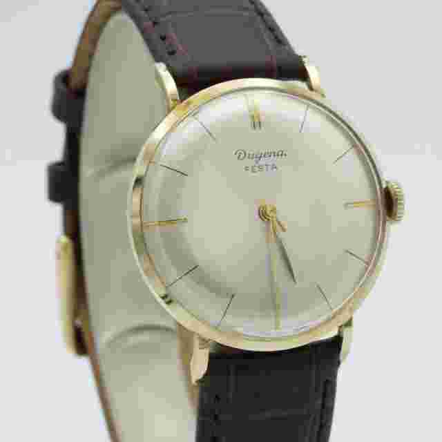 Dugena Men's Watch Festa Hand-Wound 34mm Vintage 14k 585 Gold D001