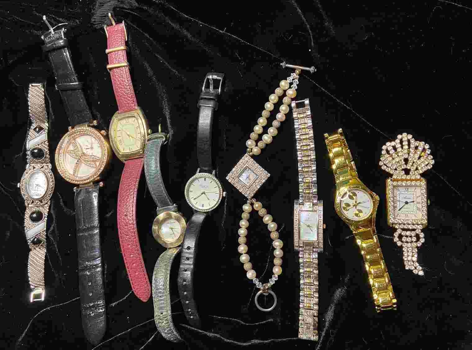 Lot Of Nine Watches Ladies Watches For Parts or Repair