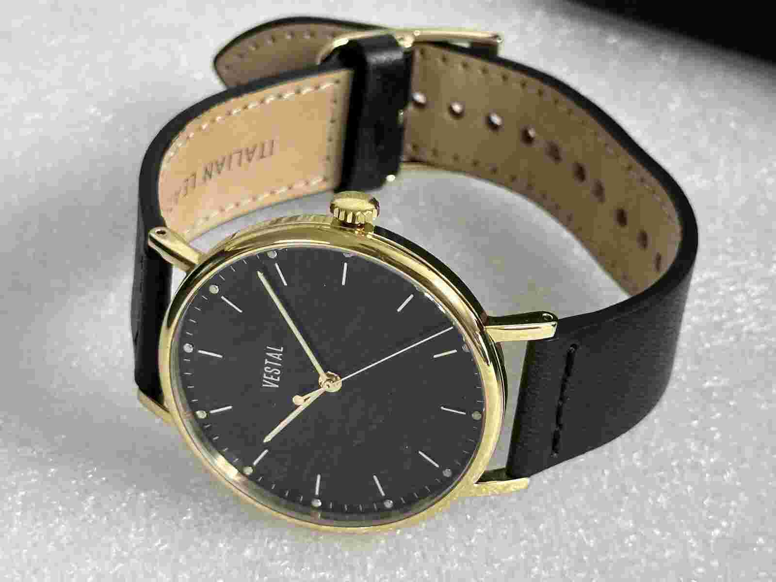 Vestal SPH3L03 Stainless Steel Gold Mens Watch Black Band 42mm Swiss Quartz