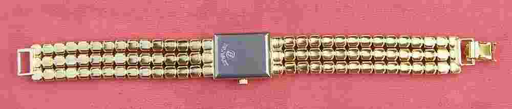 Vintage Kenneth Jay Lane Gold Tone Chain  Crystal Bracelet Watch