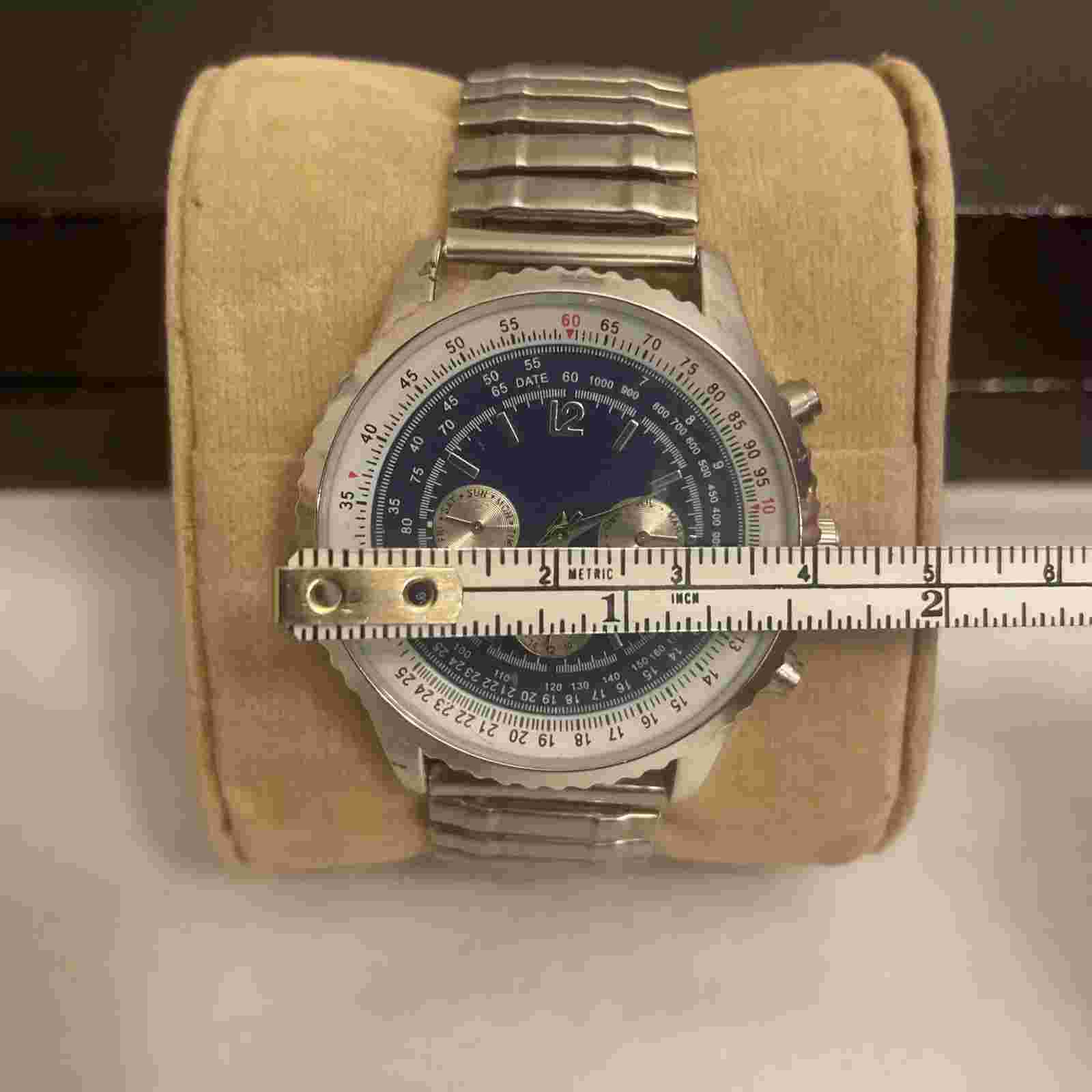 HABAND SILVER TONE CHRONOGRAPH WATCH WRISTWATCH NEW BATTERY