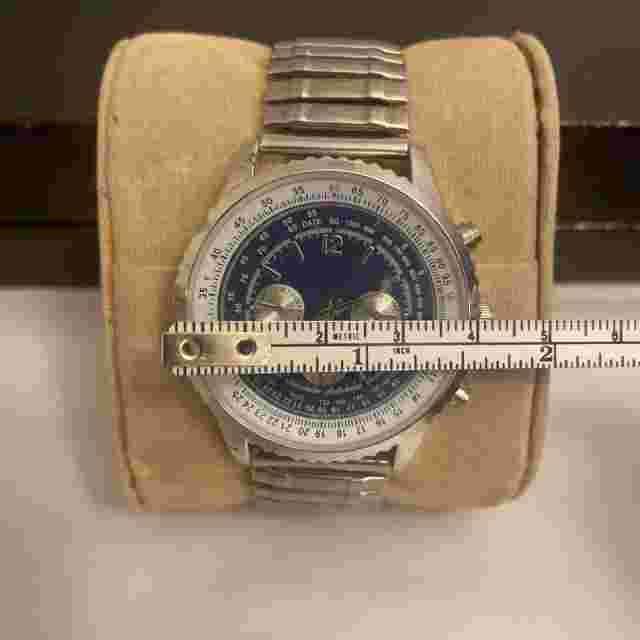 HABAND SILVER TONE CHRONOGRAPH WATCH WRISTWATCH NEW BATTERY