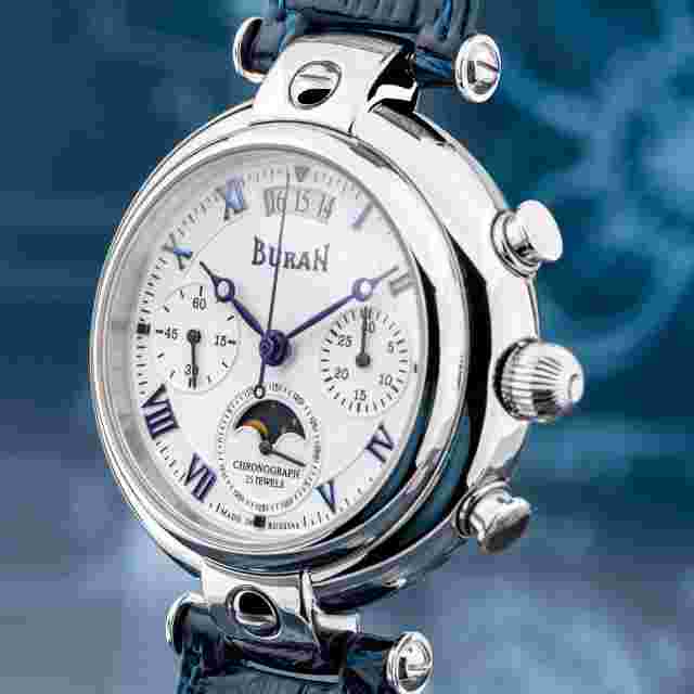 Buran Poljot Basilica Chronograph 31679 Russian Mechanical Watch Moon Calendar