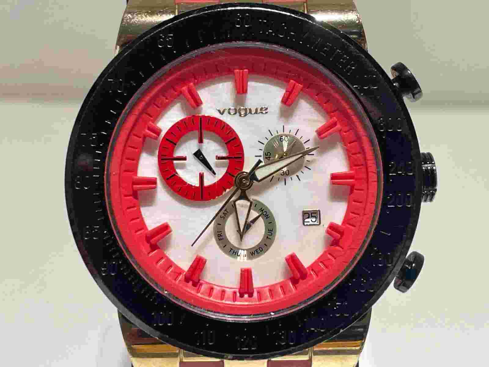 RETRO BIG 46mm SPORT PINK CHRONOGRAPH LADIES MEN'S QUARTZ WATCH"VOGUE"150071.R
