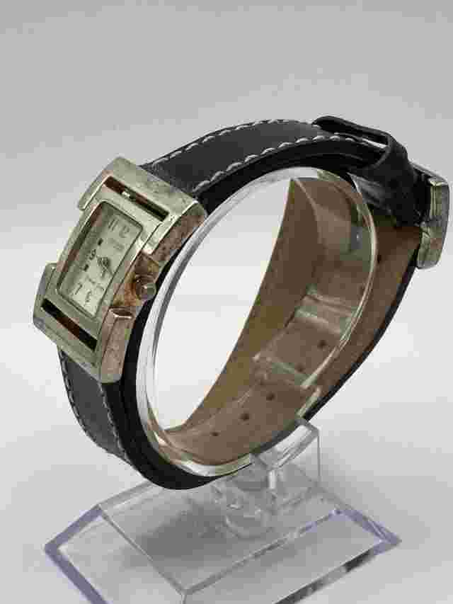 Ecclissi Ladies Sterling Silver Black Double Wrap Strap Band Watch New Batt