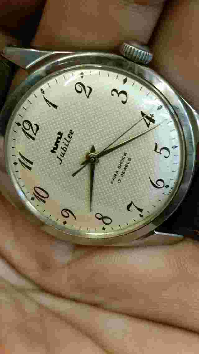 Authentic Hmt Jubilee Para Shock 17 Jewels Men's Rare Dotted Arabic Dial Vintage