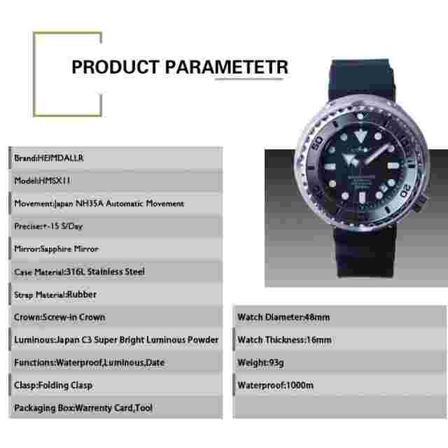 Heimdallr Men Diver Watch Tuna Military Automatic Wristwatch NH35 100Bar Sport