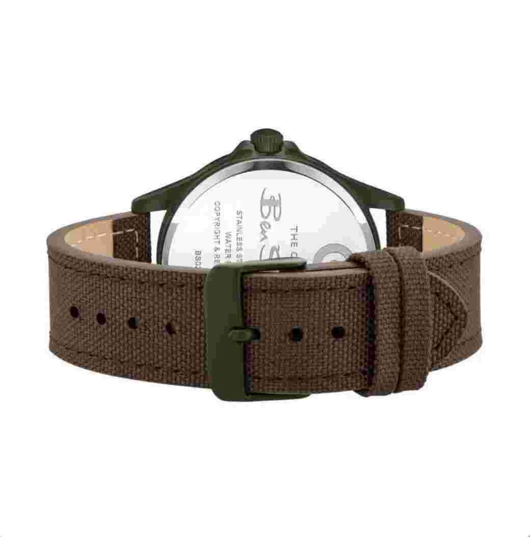 Ben Sherman Black Dial, Brown Fabric Strap Gents Watch BS036T