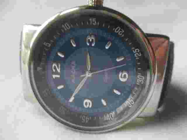 Magna Wristwatch Silver Tone Blue Cuff Band Water Resistant