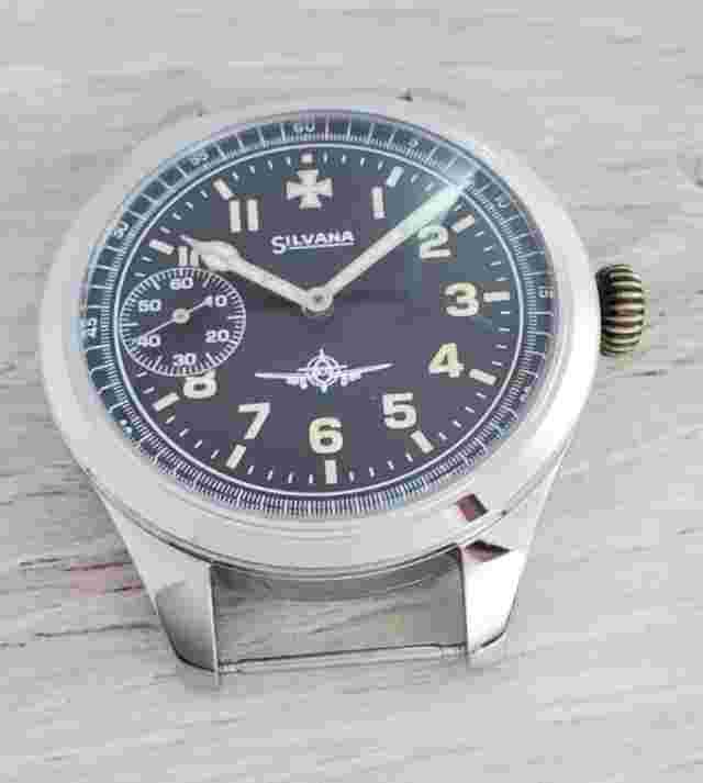 Silvana Wristwatch Antique Mechanical Swiss Men's Watch Millitary Style