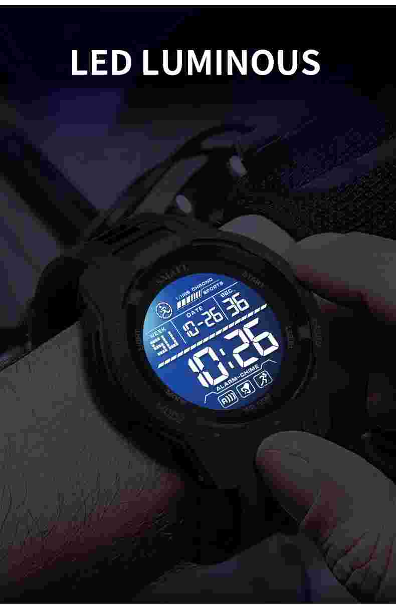 SMAEL Men Digital Watch Outdoor Stopwatch Boys Sport Wristwatch LED Light Watch