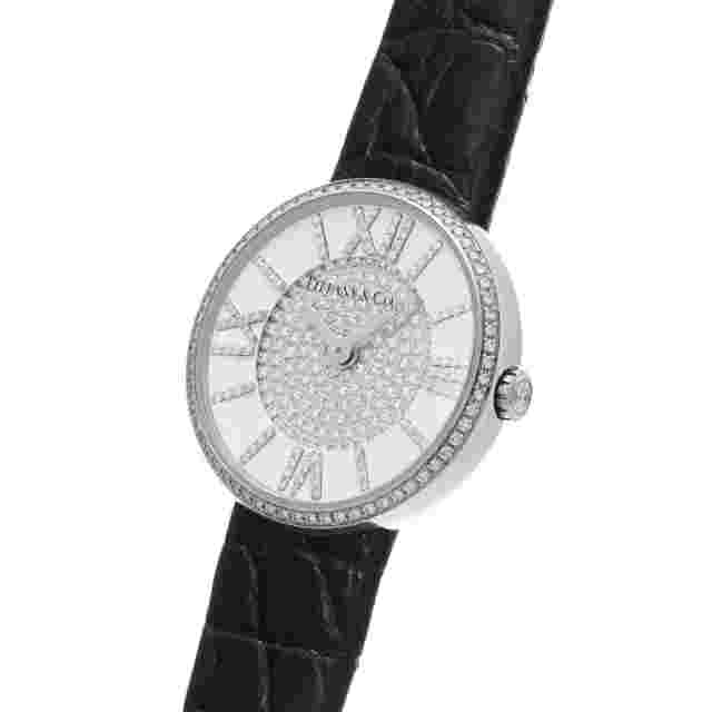 AUTH TIFFANY&CO. WATCH ATLAS 2HAND 62867507 WHITE DIAMOND SS CASE:24MM F/S