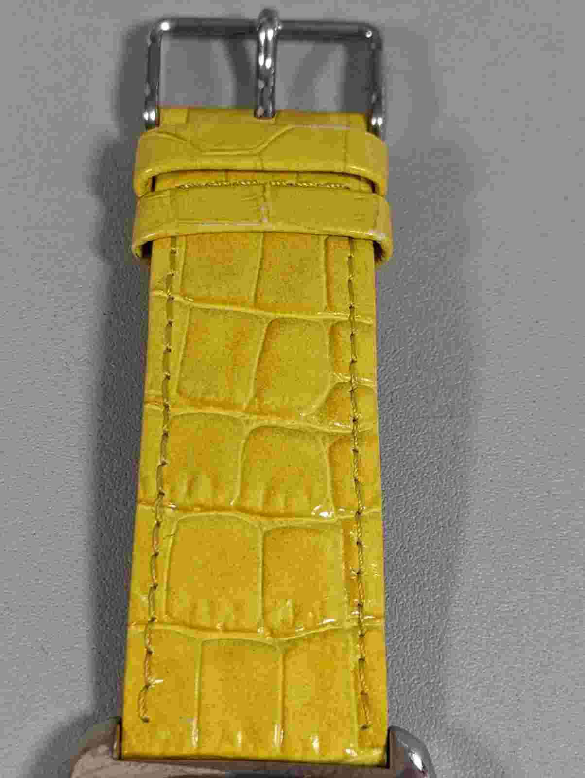 Talbots Silver Tone Dial Rectangle Case Yellow Leather Band Watch