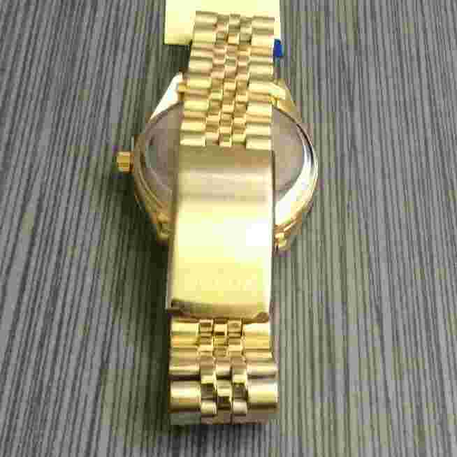 Miykon Men's Gold Watch Guadalupe/Virgen Mary Round Black Dial Crystal Hours New