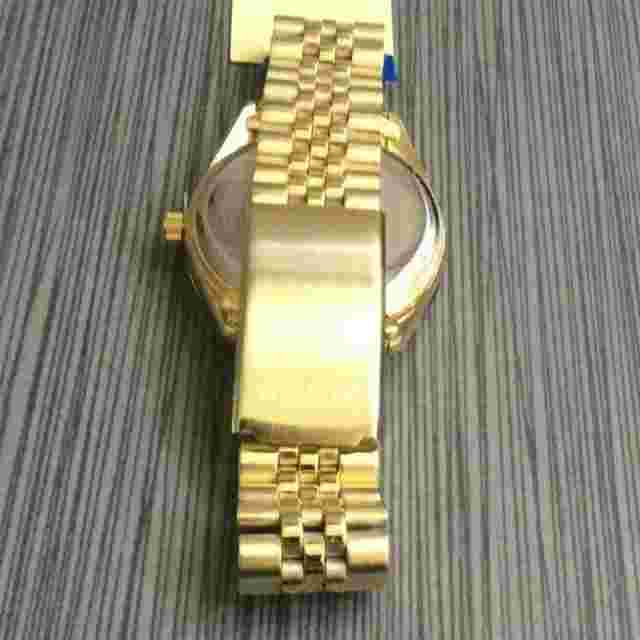 Miykon Men's Gold Watch Guadalupe/Virgen Mary Round Black Dial Crystal Hours New