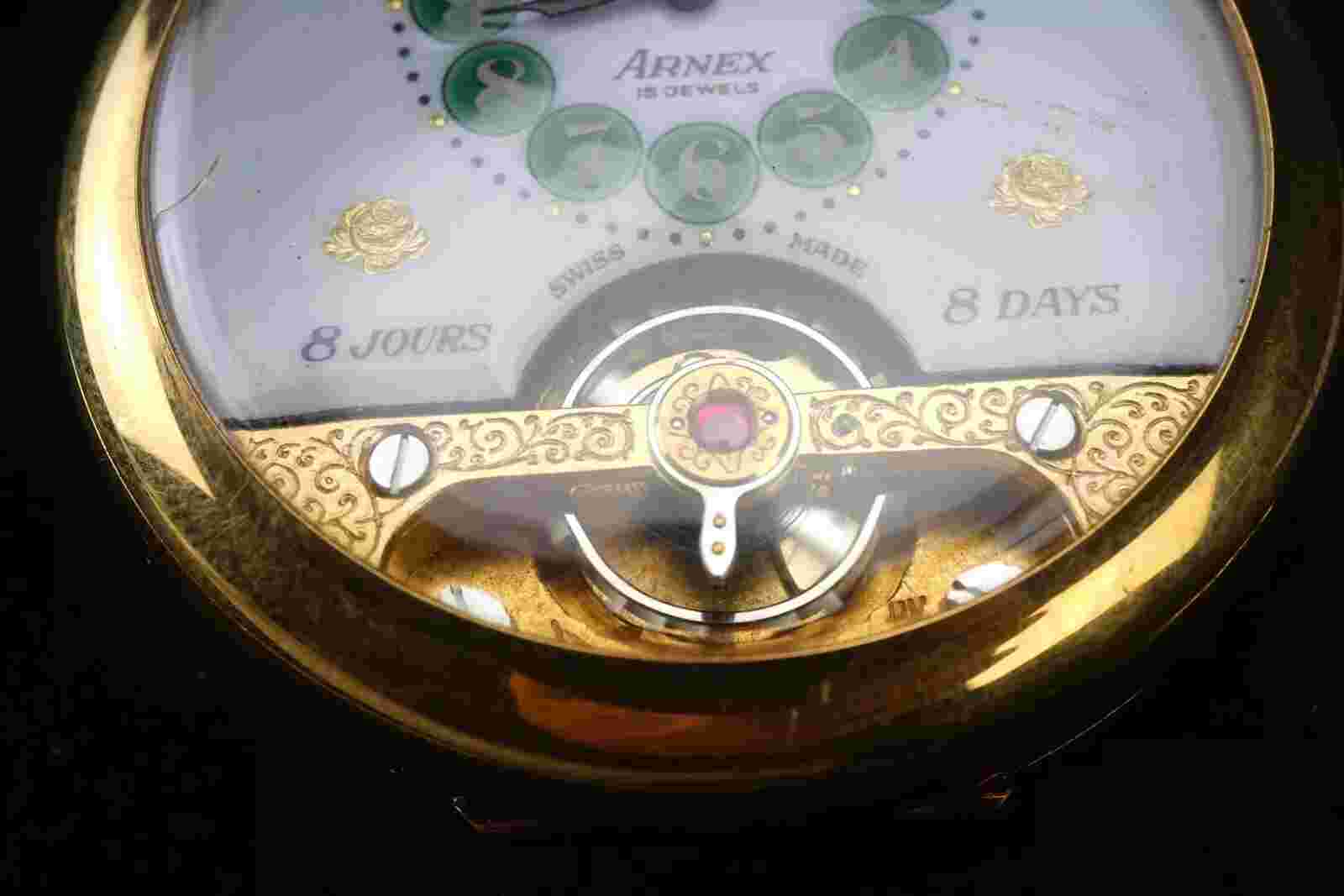 VINTAGE ARNEX HEBDOMAS 8 DAY POCKET WATCH