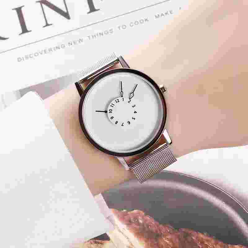 PAIDU Fashion Quartz Wrist Watch Simple Designer Net Mesh Band Unisex Gift Forma