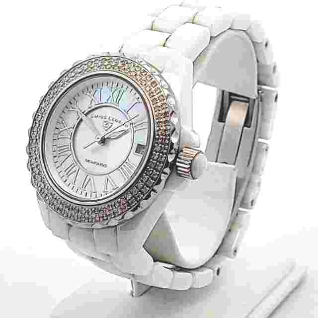 Stainless Steel Ceramic Swiss Legend Mother of Pearl Diamond Watch