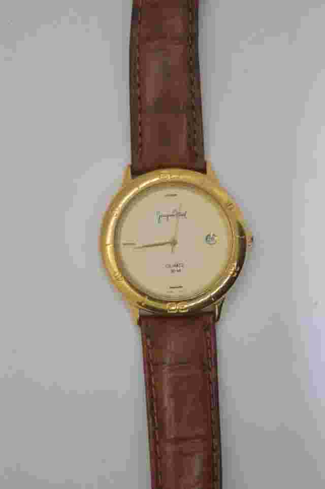 VTG Jacques Farel Watch w signed Leather Band & Date Window New Batt. GUARANTEED