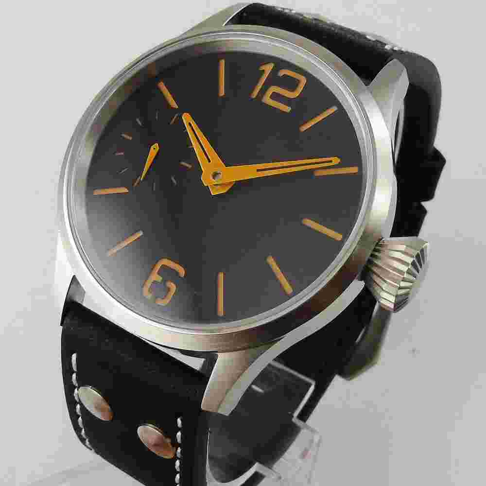 Corgeut 44mm mechanical Mens Watch 6497 Hand winding sterile dial sapphire glass