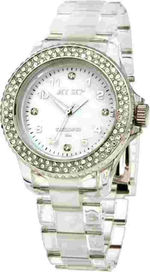 Jet Set Ladies Polycarbonate Watch with Stones New Battery Enclosed #068