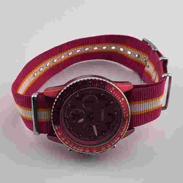 Fossil Chronograph Watch CH-2768 Womens 24H One Piece Band 42mm Case Quartz
