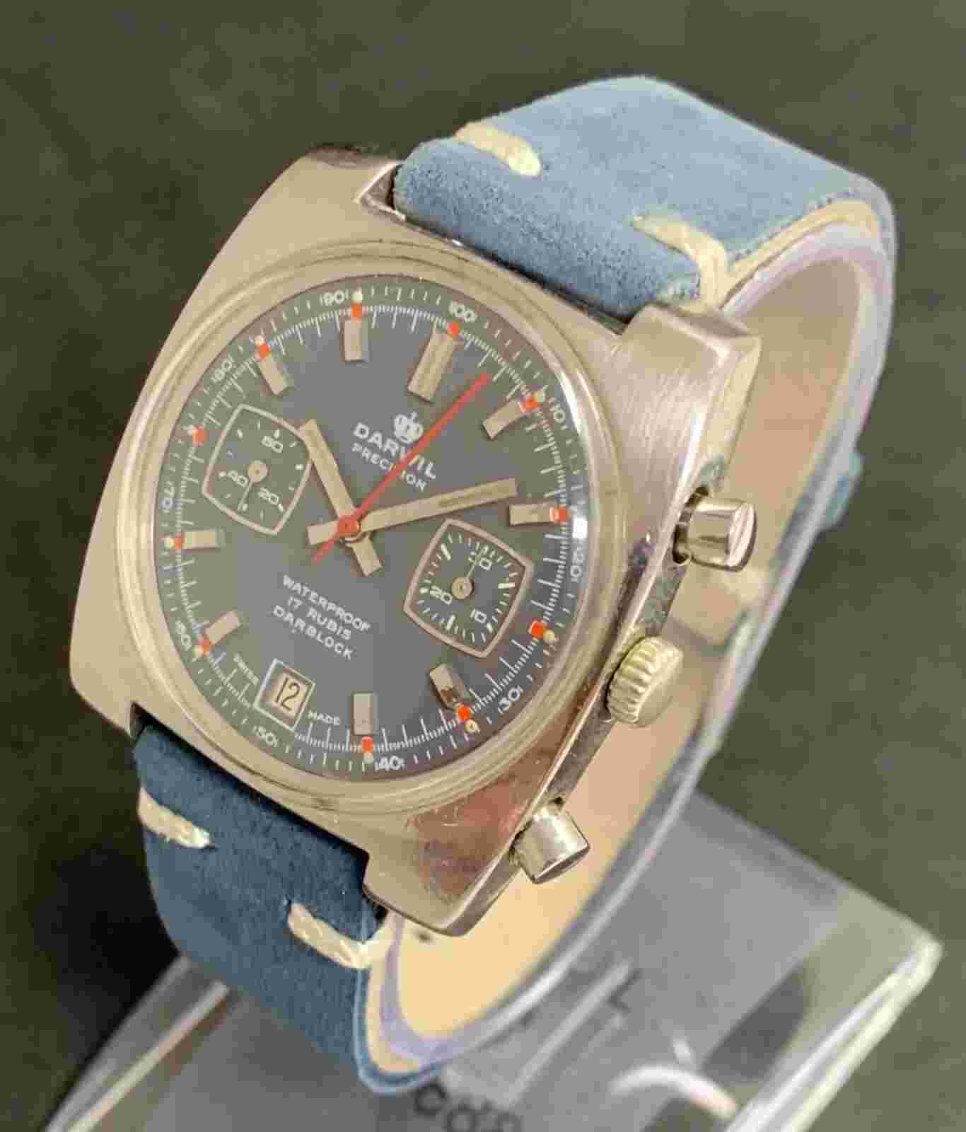 Rare Vintage chronograph watch DARWIL PRECISION, cal.Valjoux 234 , Jew.17