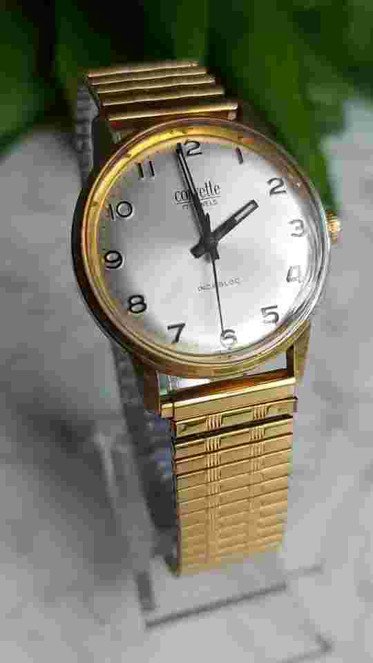 Vintage CORVETTE INKABLOC 17 JEWELS Gold Plated Swiss Made Watch