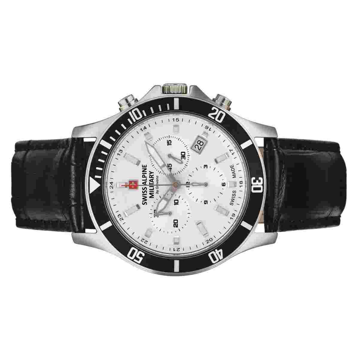 Swiss Alpine Military Men's Watch Chronograph Analog Quartz 7022.9532SAM Leather