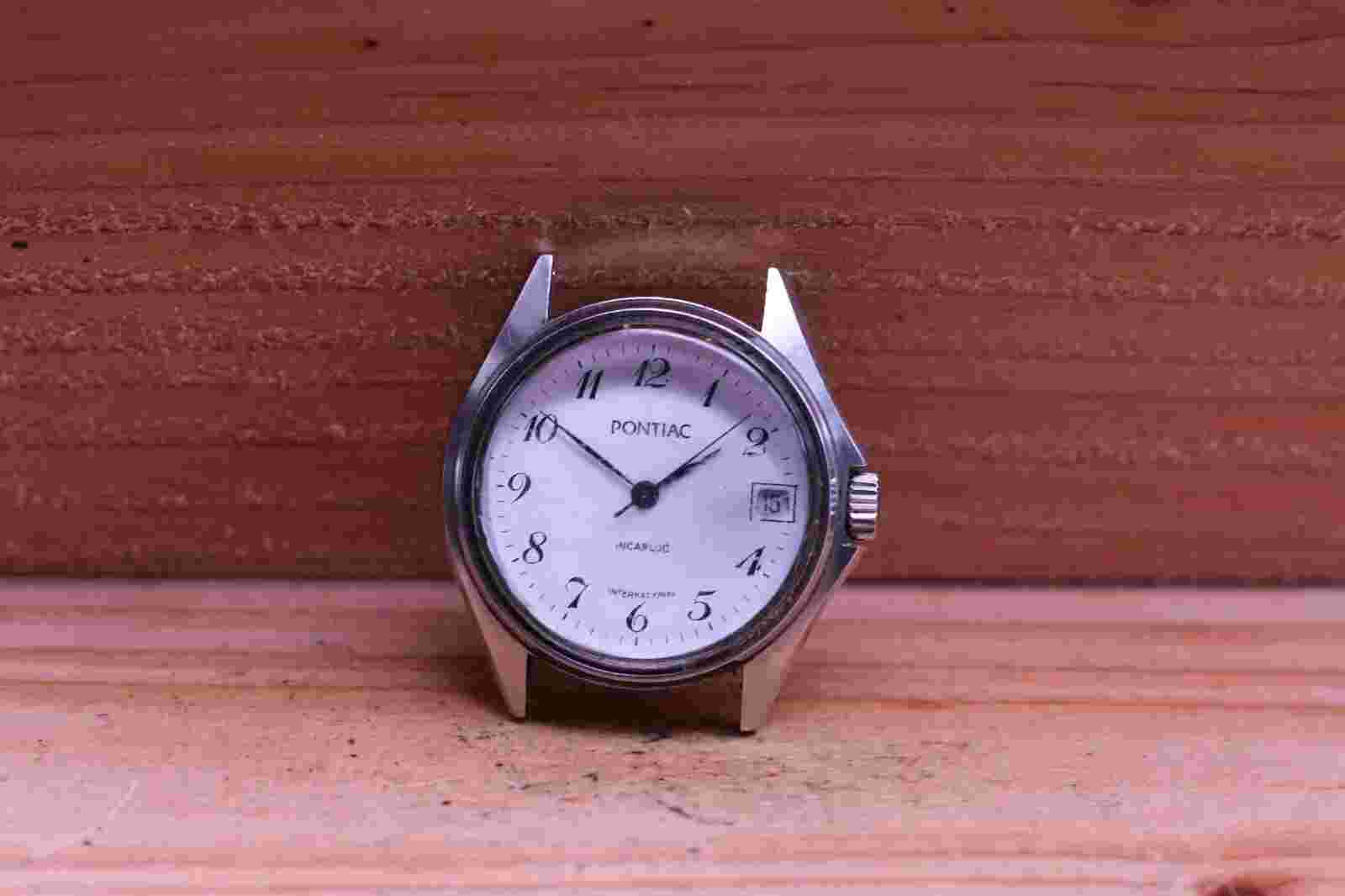 PONTIAC INTERNATIONAL CAL. FE 5601 MEN'S VINTAGE WRIST WATCH 34mm RUNS (ET)