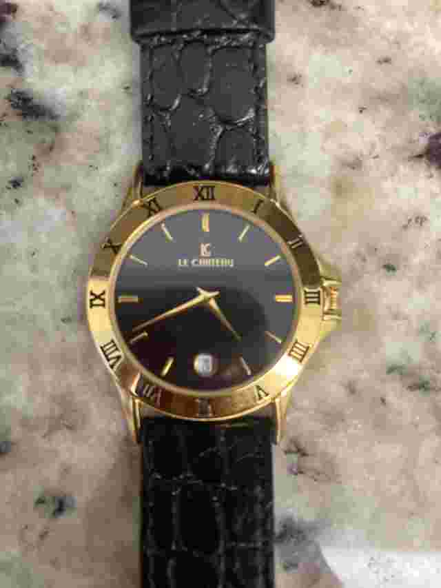 LC LE CHATEAU Brand New Gent's 23K Gold Plated Date Watch LC-2155M Water 3 ATM