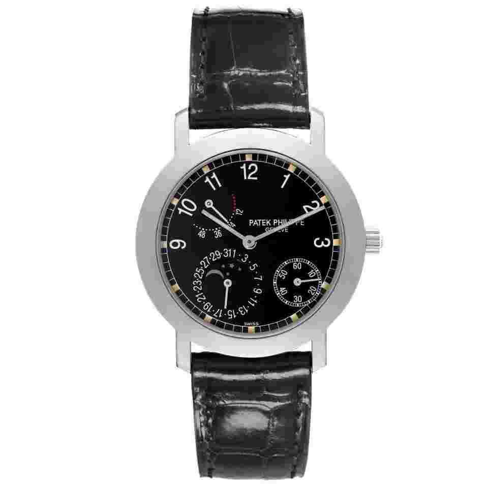 Patek Philippe Moonphase Power Reserve White Gold Watch 5055 Box Paper