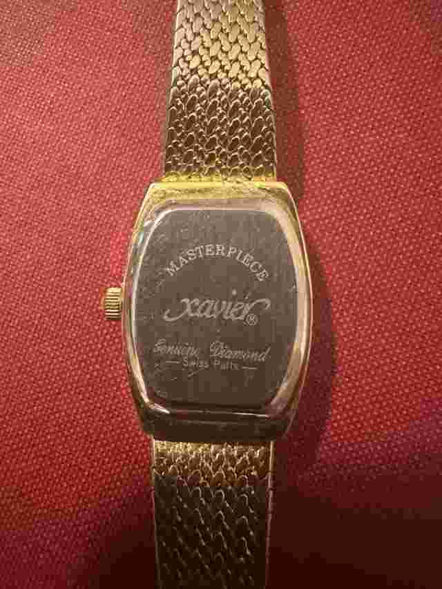 VTG Xavier Masterpiece Gold Tone Ladies Watch Black Diamond Accents, Not Running