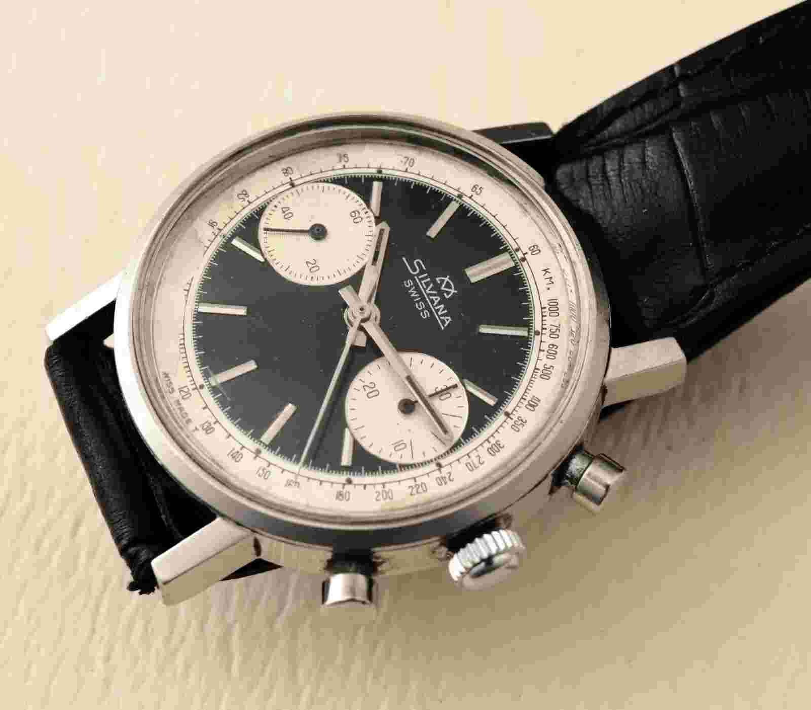 VINTAGE CHRONOGRAPH SILVANA SWISS LANDERON MACHINERY MANUAL MOVEMENTWORKING CORR