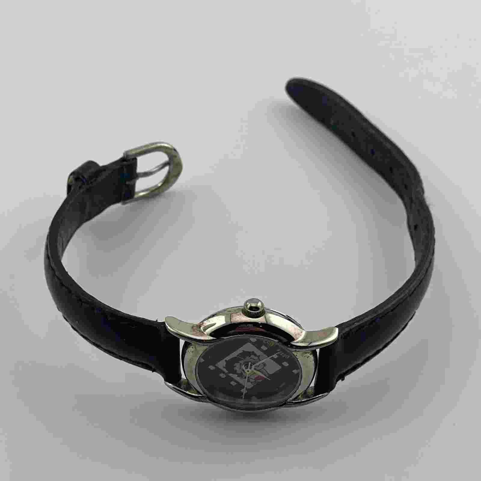 Betty Boop Film Watch Womens 24mm Case 1989 Vintage Black Leather Band Quartz