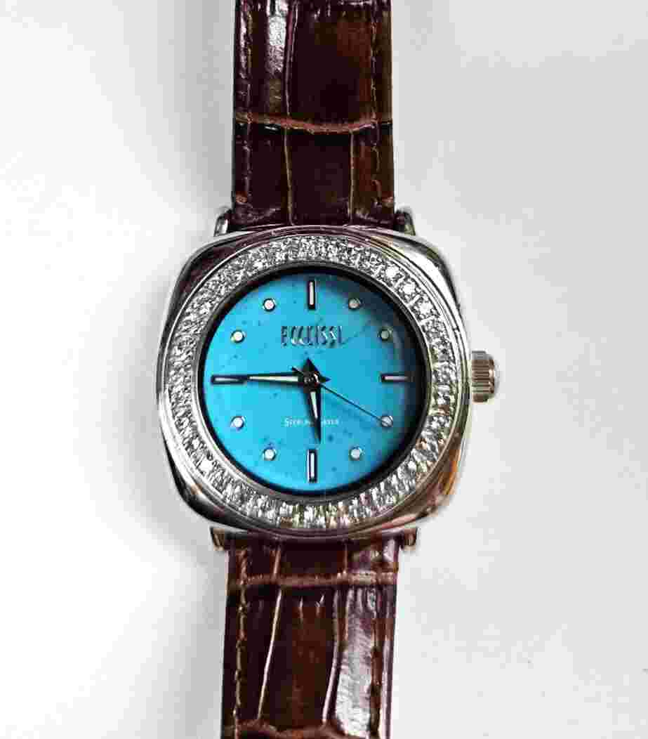 Vintage Ecclissi Woman’s Watch Turquoise & Sterling Silver Leather Band 8.5/8"