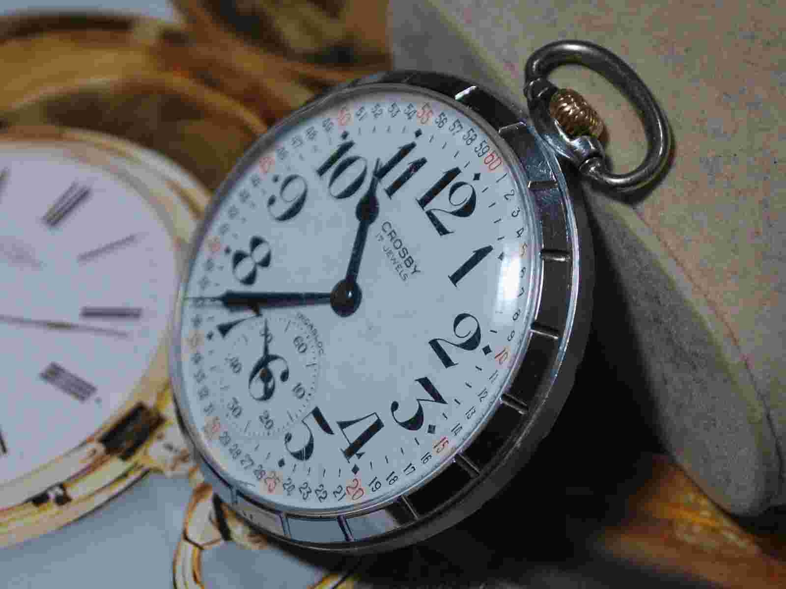 Vintage Swiss CROSBY 16s 17J Manual Wind Pocket Watch