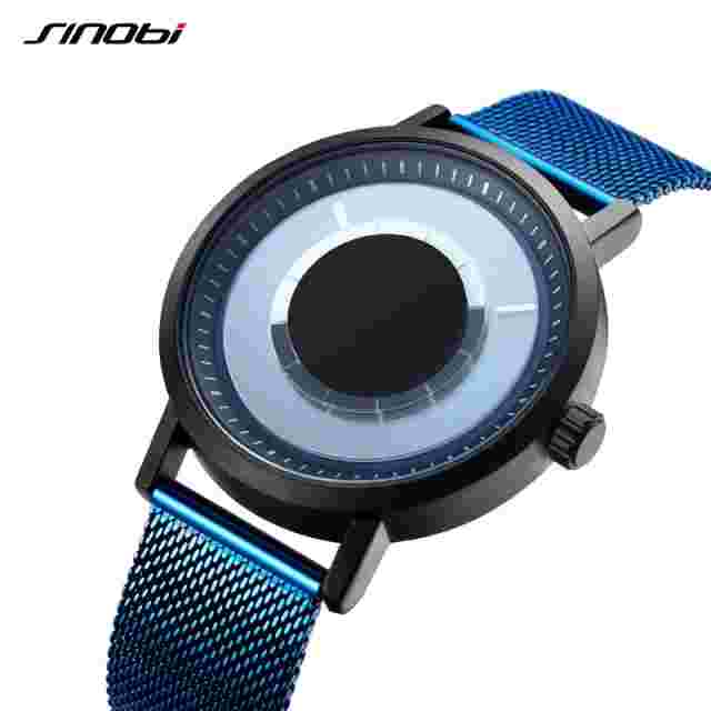 SINOBI Creative Men's Watches Stainless S Man Quartz Wristwatches Blue for Men