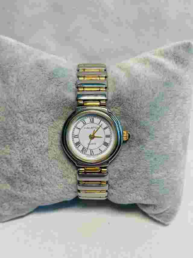 Ladies HALSTON 219-6L32 Two Tone Bracelet Link Quartz Watch New Battery