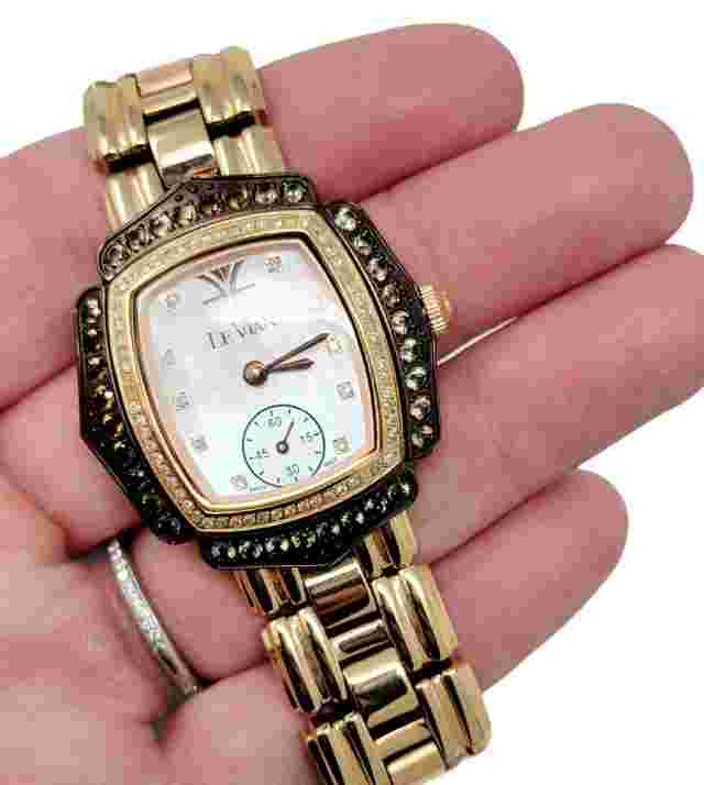 LeVian Watch Chocolate Diamonds MOP Rose Gold Tone Swiss Quartz Watch ZRPA 59