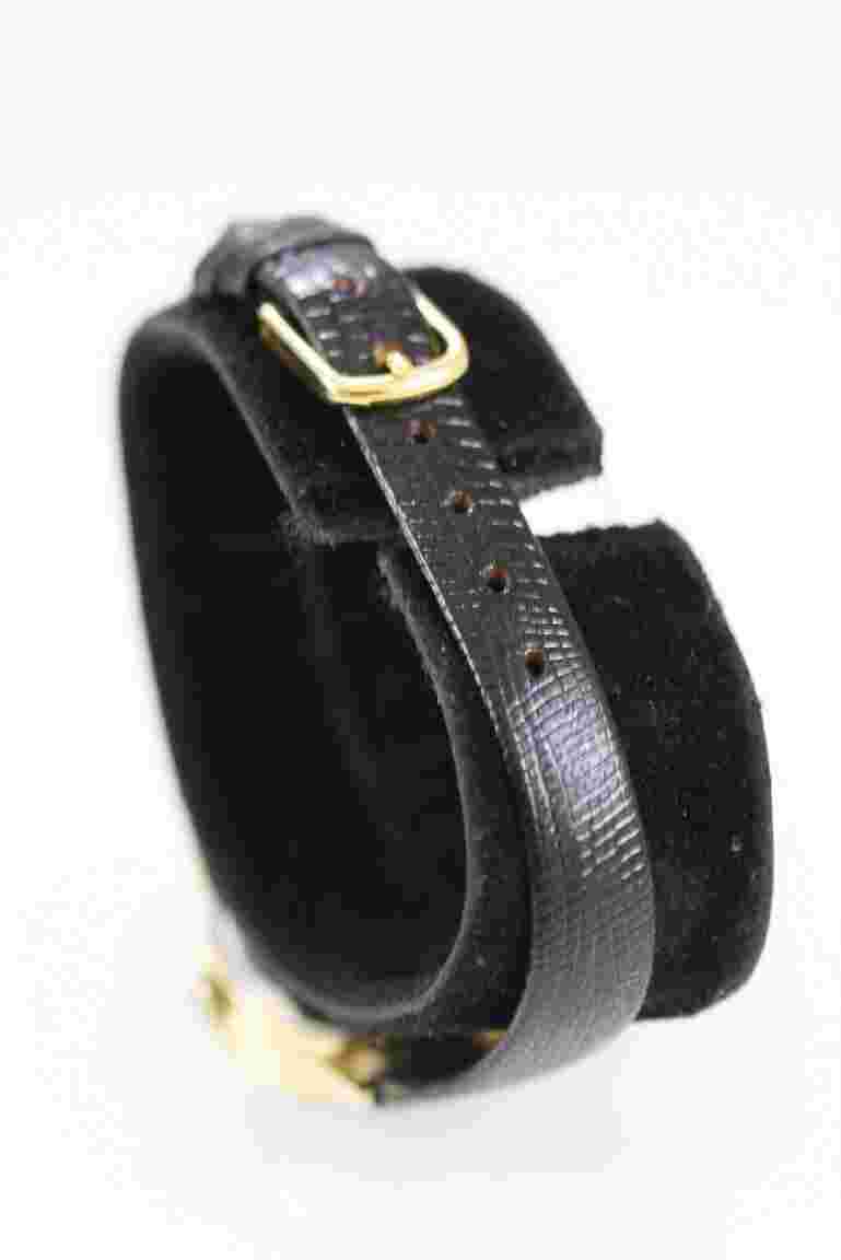 Jemis Women Watch Gold Stainless Steel WR Black Leather Battery MOP Quartz