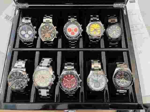 Set of 10 Cavadini men's watches chronographs designer stainless steel 10 bar