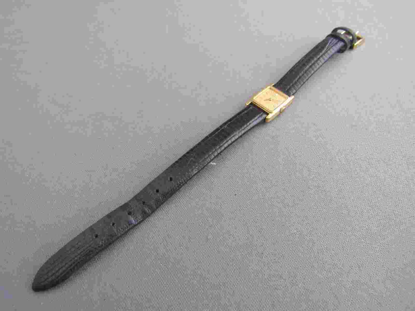 LASSALE #520533 GOLD TONE BLACK LEATHER WOMENS WORKING WRISTWATCH