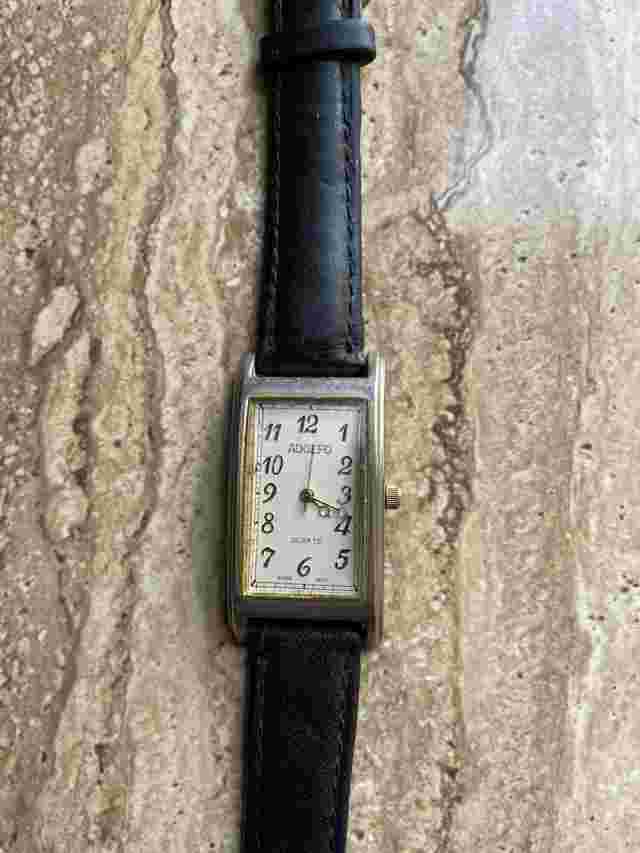 Vintage Adolfo Tank Style Watch 23mm Gold Tone Curved Case Swiss Movement