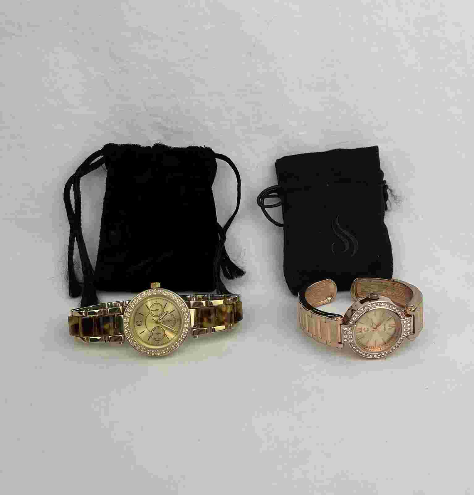 Charming Charlie Rose Gold Tone Crystals Hinge Bracelet Watch & Tortoise Shell 2