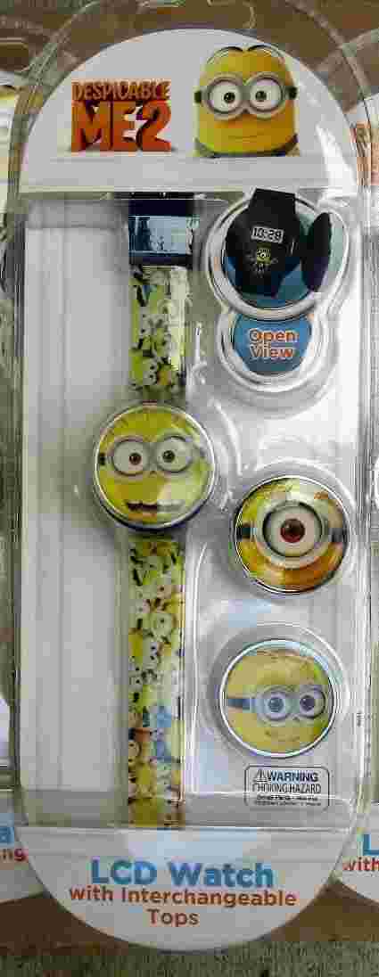 Despicable Me 2 Minion LCD Digital Watch with Interchangeable Tops-Brand New!