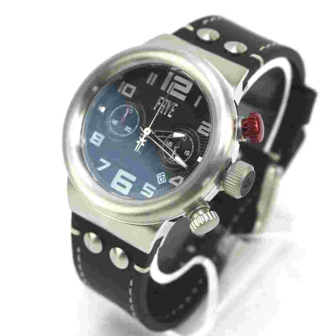 Frye 37FR00005-01 Men's Chronograph Black Leather Stainless Steel Watch