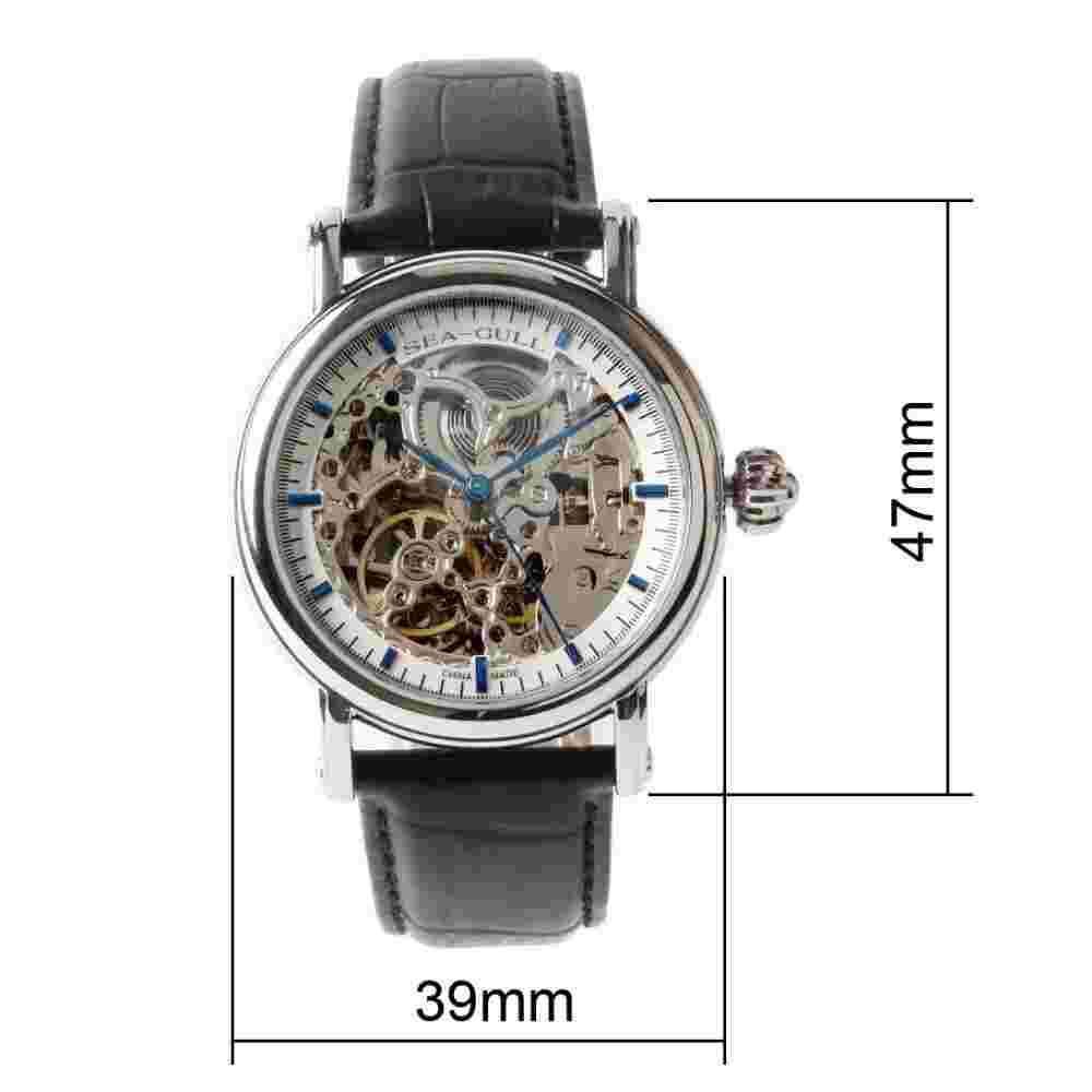 Double Skeleton Seagull M182SK Black Hand Automatic Men's Watch