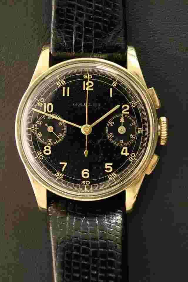1940's GALLET 14k Gold Chronograph w/ Venus 178 Movement Beautiful Cond (GT-001)