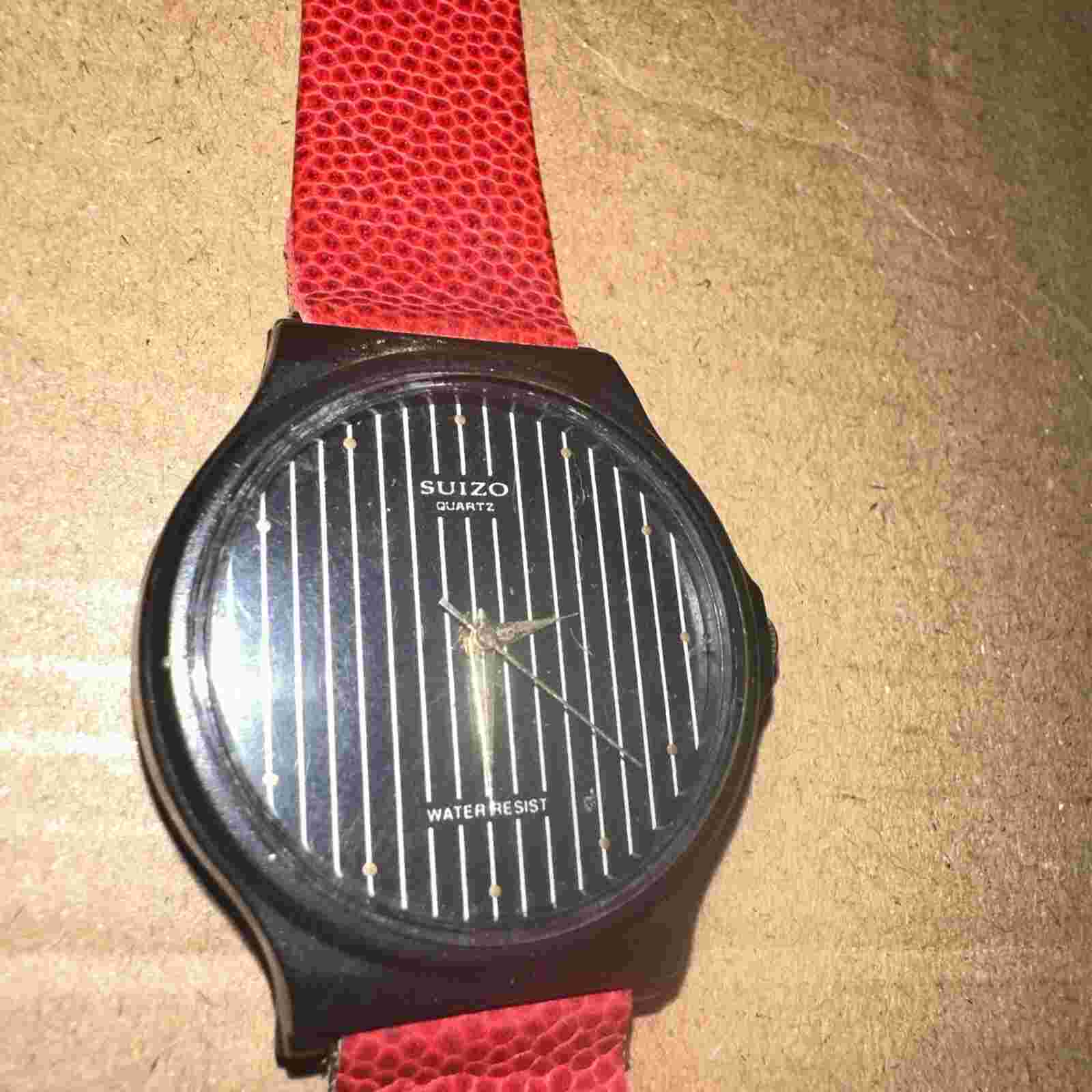 Suizo Quartz Water Resist 371 MQ-24 Plaid Lines Black Needs Battery